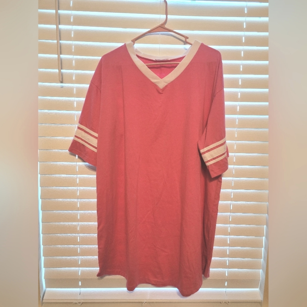 Pink Night Gown with Striped Sleeves